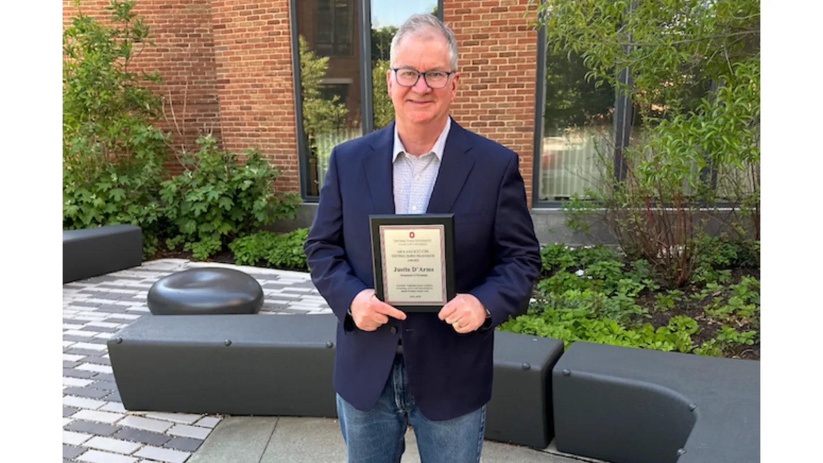 Professor D'Arms and his Award. 