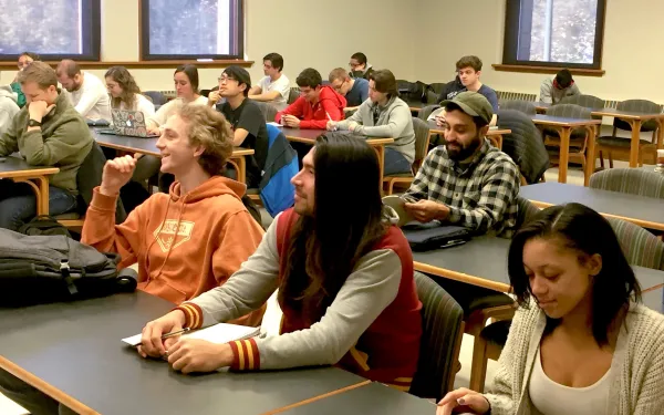 Undergrad students in a classroom